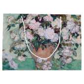 Vaas met roze rozen, Van Gogh Large Gift Bag Groot Cadeauzakje (Achterkant)