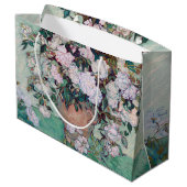 Vaas met roze rozen, Van Gogh Large Gift Bag Groot Cadeauzakje (Achterkant Gekanteld)
