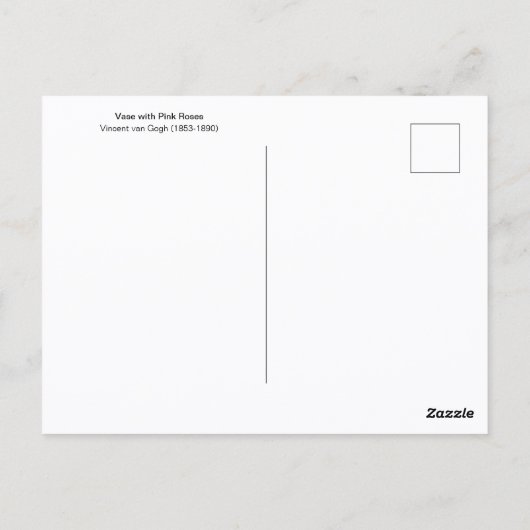 Vaas met roze rozen Vincent van Gogh Briefkaart (Achterkant)