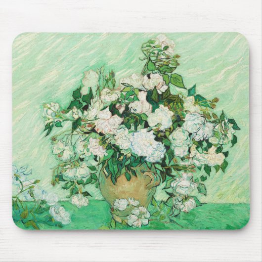 Vaas met roze rozen, Vincent Van Gogh Muismat (Voorkant)