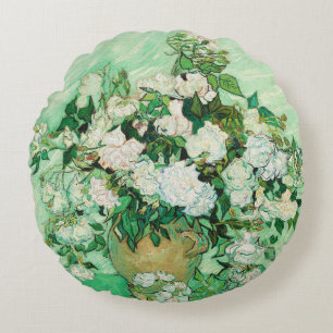 Vaas met roze rozen, Vincent Van Gogh Rond Kussen