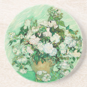 Vaas met roze rozen, Vincent Van Gogh Zandsteen Onderzetter