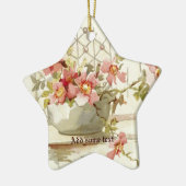 Vaas met roze rozen vintage watercolor ornament (Links)