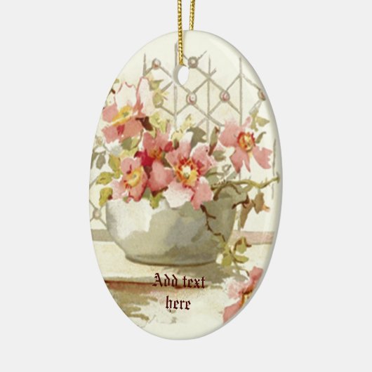 Vaas met roze rozen waterverf ornament (Links)