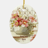 Vaas met roze rozen waterverf ornament (Voorkant)