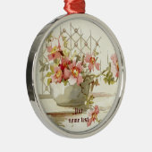 Vaas met roze rozen  waterverf ornament (Rechts)