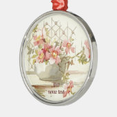 Vaas met roze rozen  waterverf ornament (Links)
