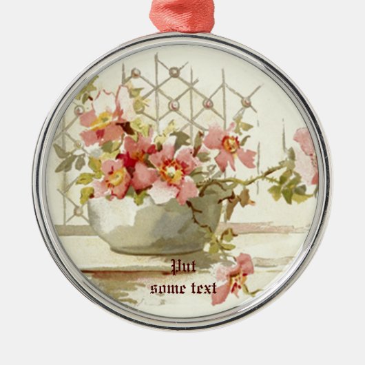 Vaas met roze rozen  waterverf ornament (Voorkant)