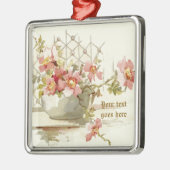 Vaas met roze rozen  waterverf ornament (Links)