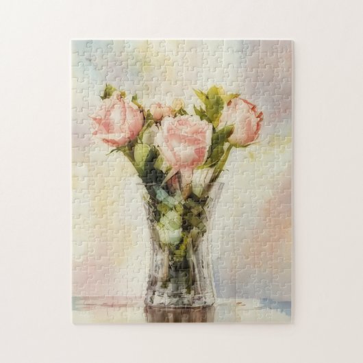 Vaas met rozen Mooie bloem Bloemige puzzel (Verticaal)
