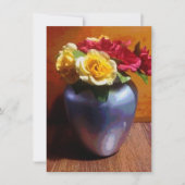 Vaas met rozen Platte Vakantiekaart Feestdagenkaart (Voorkant)