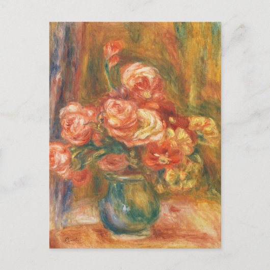 Vaas met Rozen van Auguste Renoir Art Briefkaart (Voorkant)