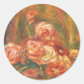Vaas met Rozen van Auguste Renoir Art Ronde Sticker (Voorkant)