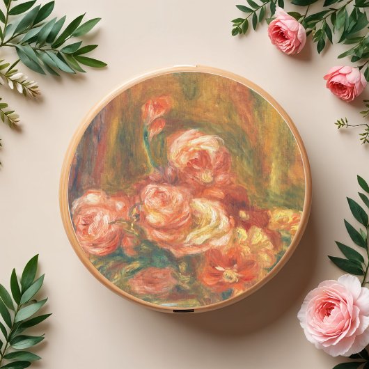 Vaas met Rozen van Auguste Renoir Art Ronde Sticker