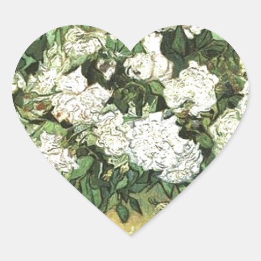 Vaas met Rozen - Van Gogh Hart Sticker (Voorkant)