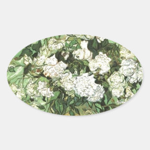 Vaas met Rozen - Van Gogh Ovale Sticker