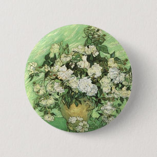 Vaas met Rozen - Van Gogh Ronde Button 5,7 Cm