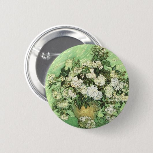 Vaas met Rozen - Van Gogh Ronde Button 5,7 Cm (Voorkant /achterkant)