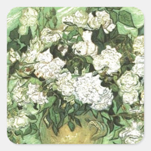 Vaas met Rozen - Van Gogh Vierkante Sticker