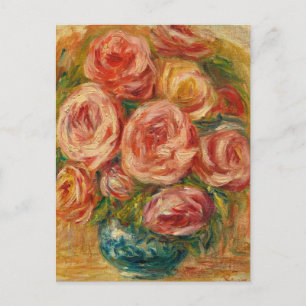 Vaas met rozen van Renoir Briefkaart