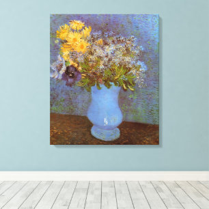 Vaas met seringen en madeliefjes door Vincent van  Canvas Afdruk