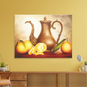 Vaas met sinaasappels canvas afdruk (Insitu (Woonkamer))