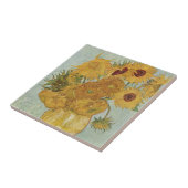 Vaas met twaalf zonnebloemen door Van Gogh Tegeltje (Zijkant)