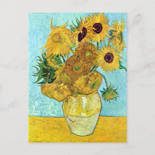 Vaas met twaalf zonnebloemen door Vincent van Gogh Briefkaart (Voorkant)