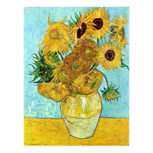 Verrassend Vaas met Twaalf Zonnebloemen door Vincent van Gogh Briefkaart EU-44