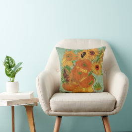 Vaas met twaalf zonnebloemen door Vincent van Gogh Kussen