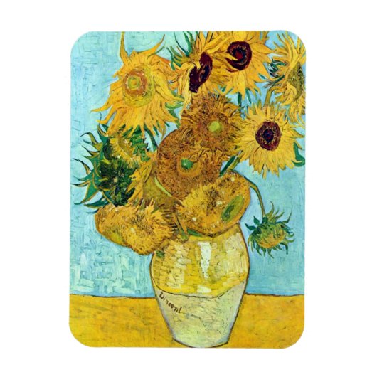 Vaas met twaalf zonnebloemen door Vincent van Gogh Magneet (Verticaal)