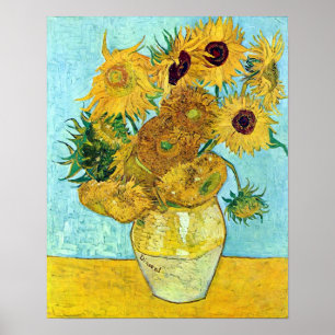 Vaas met twaalf zonnebloemen door Vincent van Gogh Poster