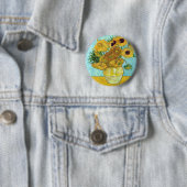 Vaas met twaalf zonnebloemen door Vincent van Gogh Ronde Button 5,7 Cm (In situ)