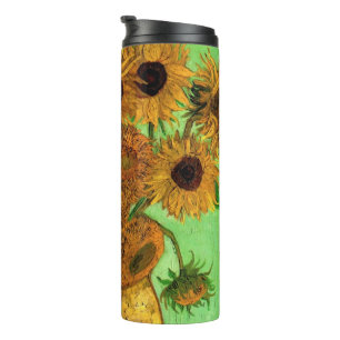 Vaas met twaalf zonnebloemen door Vincent van Gogh Thermosbeker