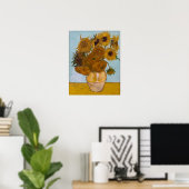 Vaas met twaalf zonnebloemen poster (Thuiskantoor)