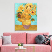 Vaas met twaalf zonnebloemen | Van Gogh | Canvas Afdruk (Insitu (Woonkamer))