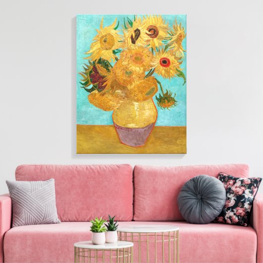 Vaas met twaalf zonnebloemen | Van Gogh | Canvas Afdruk (Insitu (Woonkamer))