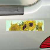 Vaas met twaalf zonnebloemen Van Gogh Fine Art Bumpersticker (Op auto)