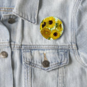 Vaas met twaalf zonnebloemen, Van Gogh Fine Art Ronde Button 5,7 Cm (In situ)