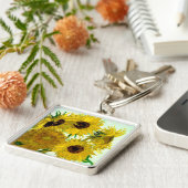 Vaas met twaalf zonnebloemen, Van Gogh Fine Art Sleutelhanger (Zijkant)