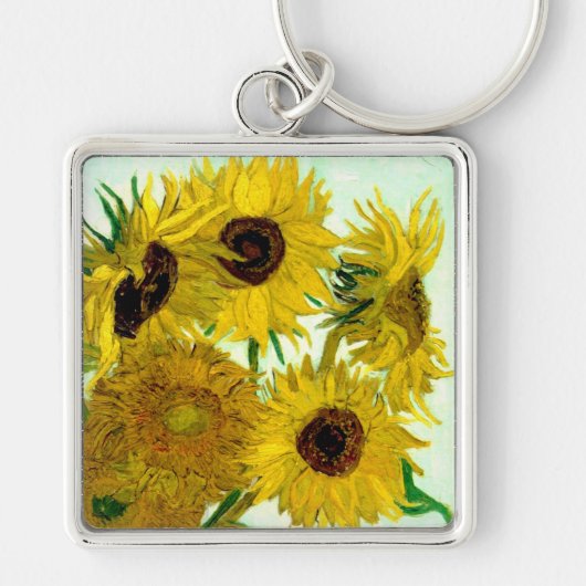 Vaas met twaalf zonnebloemen, Van Gogh Fine Art Sleutelhanger (Voorkant)