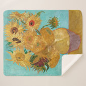 Vaas met twaalf zonnebloemen | Van Gogh | Sherpa Deken (Voorkant (horizontaal))
