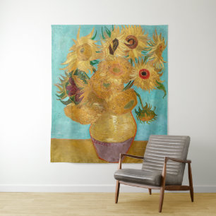 Vaas met twaalf zonnebloemen Van Gogh Wandkleed