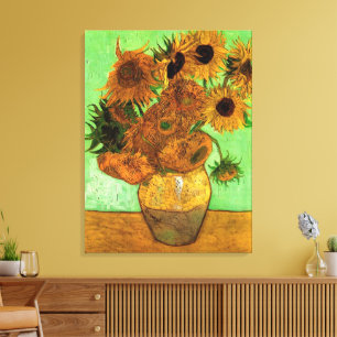 Vaas met twaalf zonnebloemen van Vincent van Gogh Canvas Afdruk