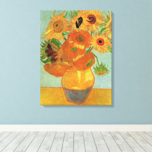 Vaas met twaalf zonnebloemen van Vincent van Gogh Canvas Afdruk