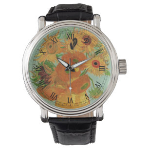 Vaas met twaalf zonnebloemen van Vincent van Gogh Horloge