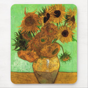 Vaas met twaalf zonnebloemen van Vincent van Gogh Muismat