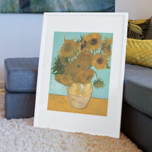 Vaas met twaalf zonnebloemen van Vincent van Gogh Poster