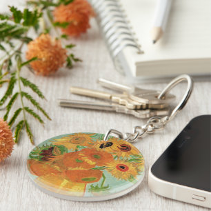 Vaas met twaalf zonnebloemen van Vincent van Gogh Sleutelhanger
