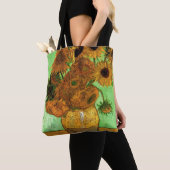 Vaas met twaalf zonnebloemen van Vincent van Gogh Tote Bag (Dichtbij)